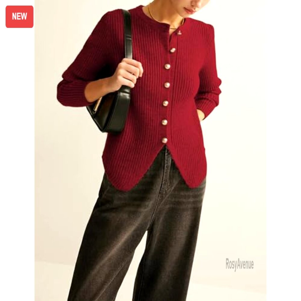 Cable Knit Cardigan Split Design Button Down Swea… - image 3